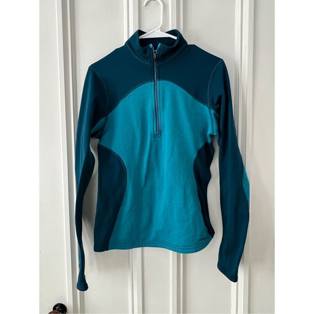 Patagonia teal and turquoise 1/4 zip fleece top S